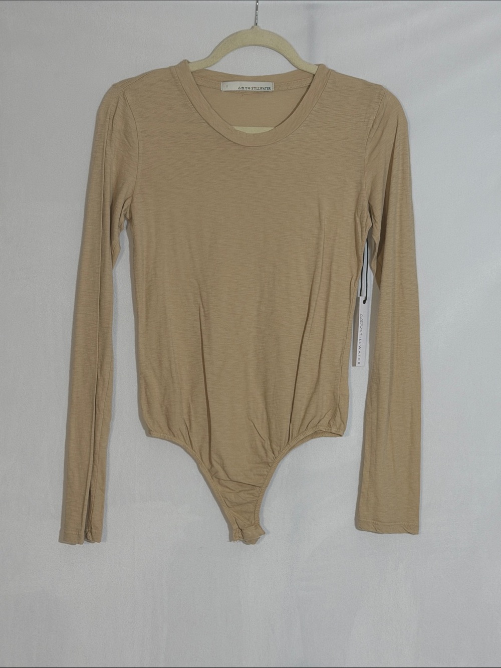 NWT Stillwater Long-sleeve Bodysuit Size S Tan 100% Cotton